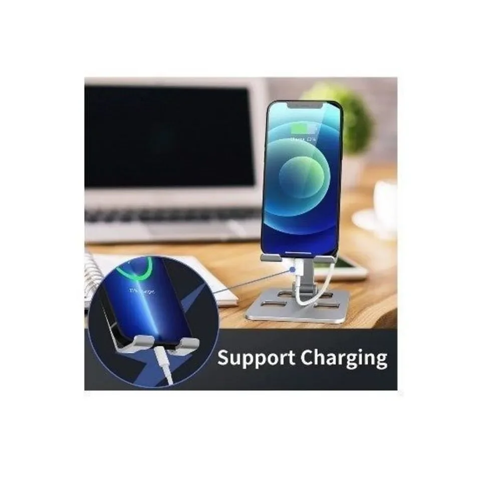 Cell Phone/Tablet Desktop Adjustable Stand Color Silver - Picture 2 of 6